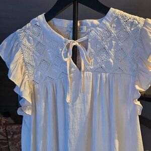Rachel Zoe Embroidered Flutter Sleeve Blouse – Ivory